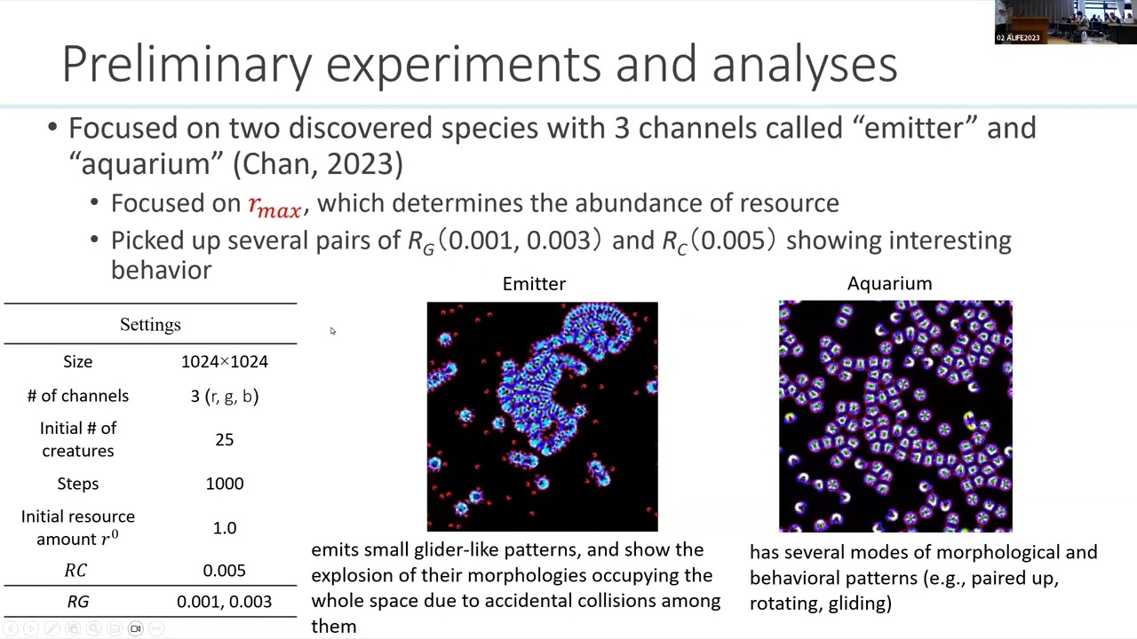 ALIFE2023: Lenia in a petri dish: Interactions between organisms and their environment in a Lenia wi