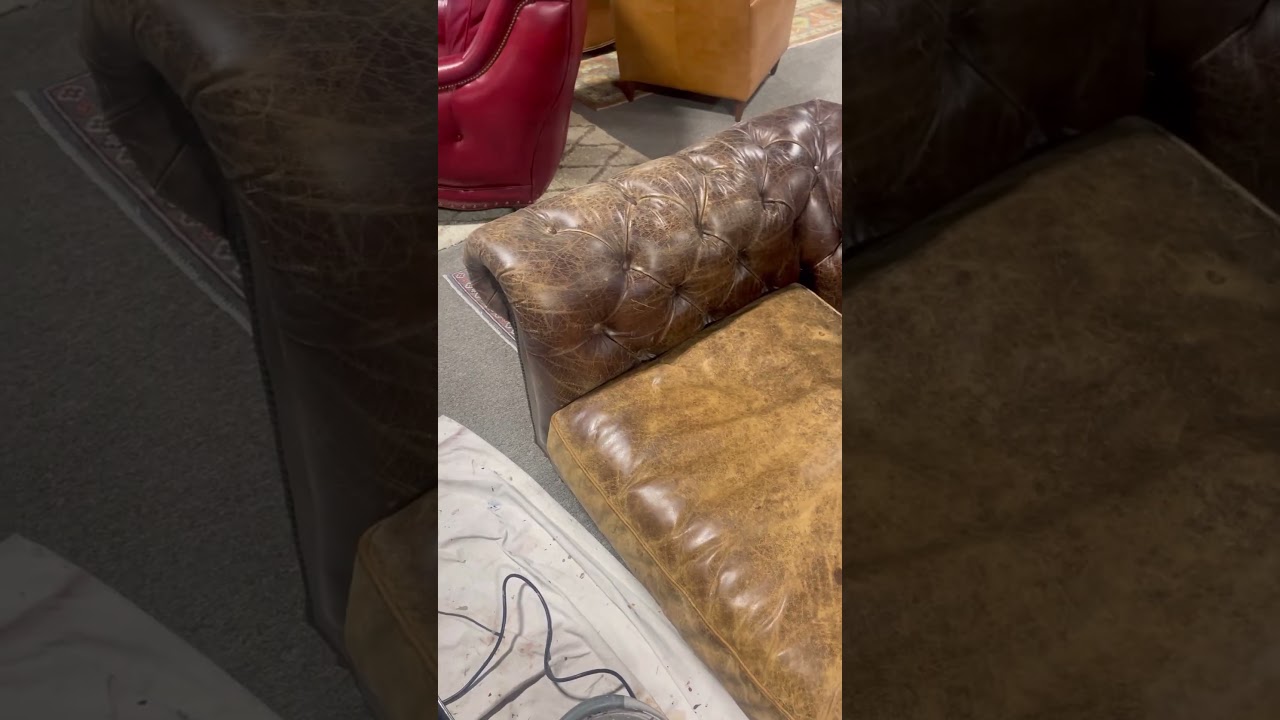 Beautiful RH chesterfield leather couch restored on, for local furniture re-seller.. #furnitureflip
