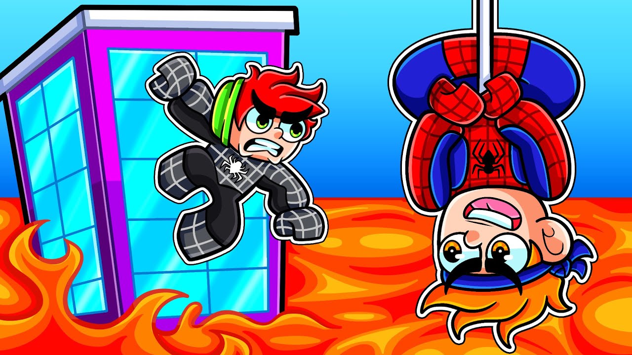 Viramos o HOMEM ARANHA no CHÃO É LAVA do Roblox!! (Robin vs Davi)