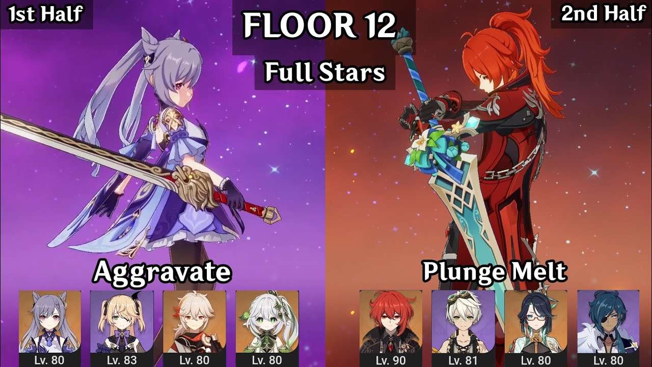 Keqing Aggravate + Diluc Xianyun Melt | 4.4 Spiral Abyss Floor 12 9 Stars | Genshin Impact