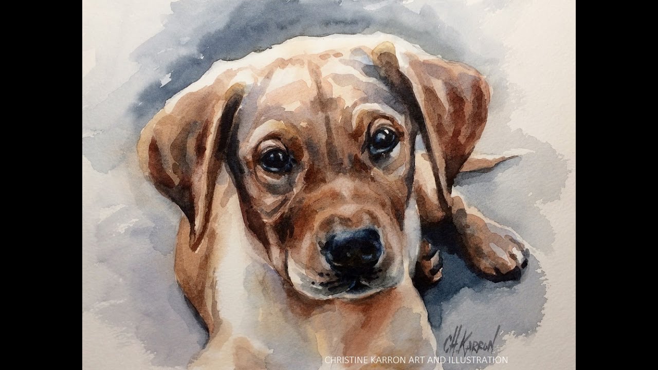 Watercolor Painting, Puppy Dog, Animal Portrait Demo, Christine Karron #watercolorpainting
