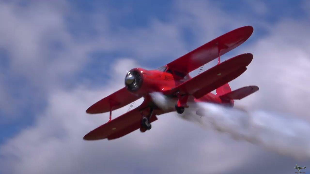 Beechcraft Model 17 Staggerwing  Airshow with Smoke