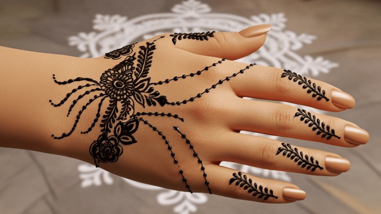 Simple Elegant Mehndi Design 🌿 | Easy Front Hand Floral Henna | Step by Step
