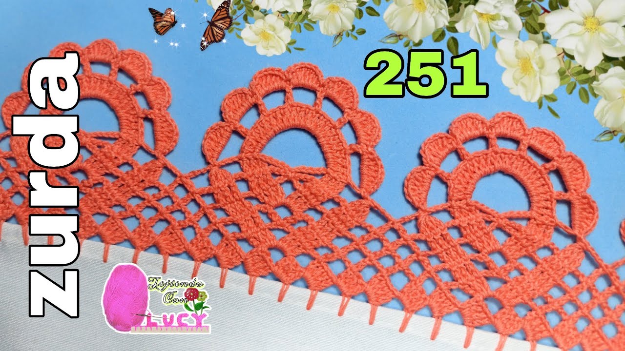 Puntilla 251ZURDA/Que fácil es hacer esta puntilla en una sola vuelta.🌼🌺💐🌹🌷