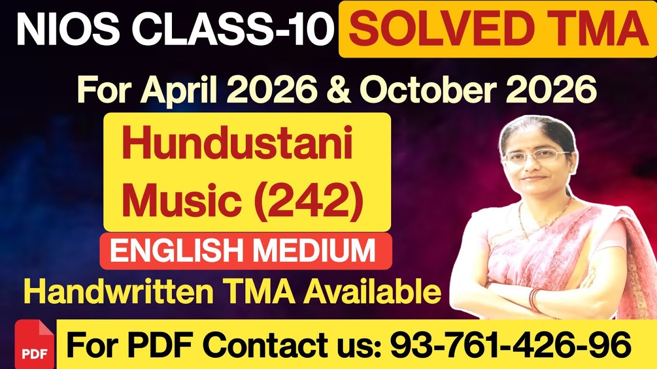 NIOS Class 10 Hindustani Music  TMA Solved English medium 2025-26