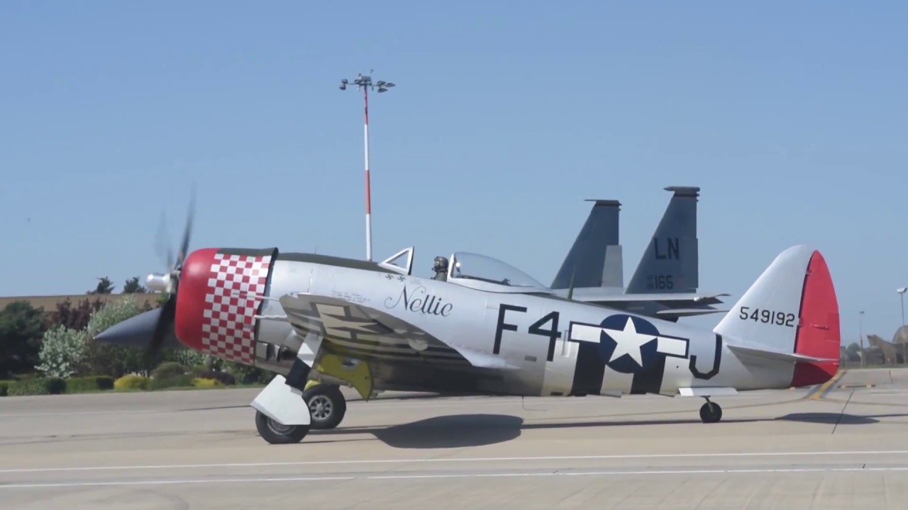 P-47 Thunderbolt of WW2 lands at RAF Lakenheath, England