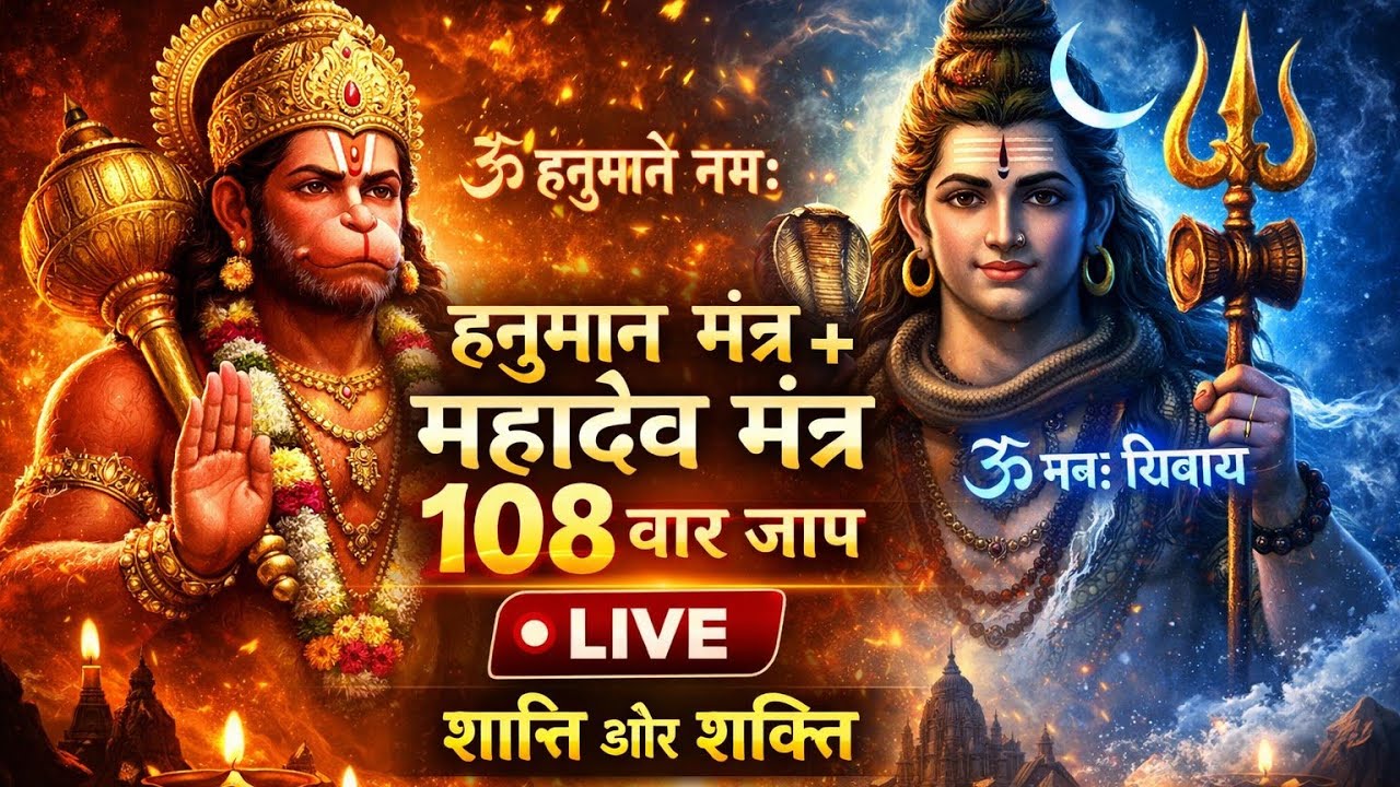 LIVE 🔴 हनुमान मंत्र + महादेव मंत्र 108 बार | Powerful Mantra Chanting Live #Live #mantra
