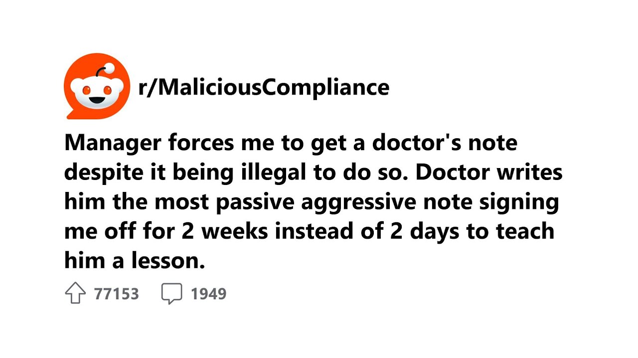 Boss Demands Doctor's Note, Gets Epic Sick Leave Karma! | r/MaliciousCompliance Reddit Stories