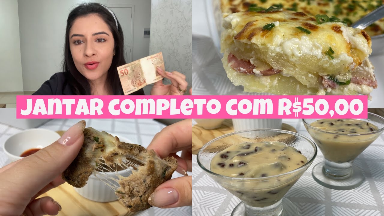 JANTAR COMPLETO PARA 2 PESSOAS COM R$50,00/ BOLINHO DE ATUM, BATATA GRATINADA, SOBREMESA COM 3 INGRE