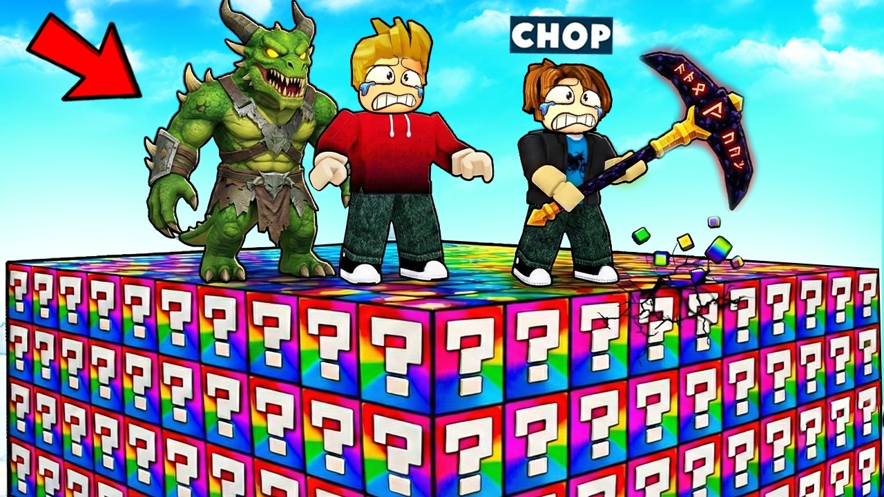 ROBLOX CHOP AND FROSTY PLAY GRAB A LUCK BLOCK BRAINROT