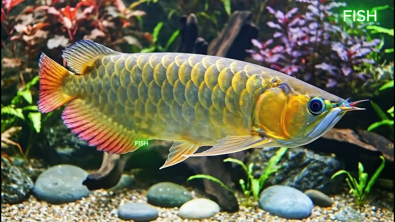 15 Minutes of Golden Arowana in Stunning 8K Ultra Realistic Aquarium Smooth Cinematic Motion