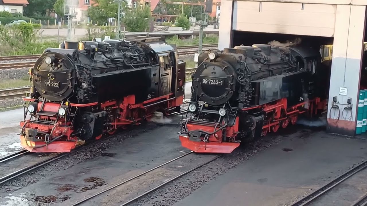 Chunky 2-10-2T Steam Locomotives Hard At Work In The Harz Mountains.