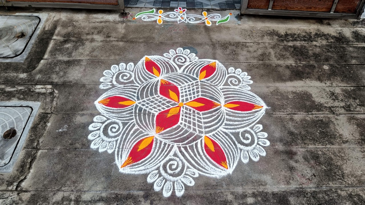 Masi Madham Special Kolam | 5*3 Padi Kolam | Flower Rangoli | S3-98