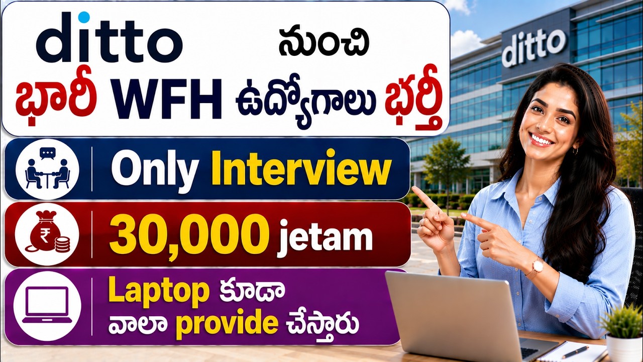 Ditto నుంచి భారీ WFH ఉద్యోగాలు | Only Interview | ₹30,000 జీతం