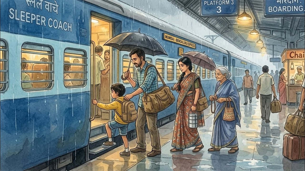 Mumbai CSMT to Udupi Rainy Train Journey 🚂🌴| 90s Nostalgia & Family Moments| Ghibli style|Cozy ASMR 