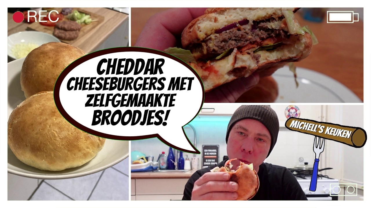 Cheddar Cheeseburgers met ZELFGEMAAKTE broodjes | Michell's Keuken