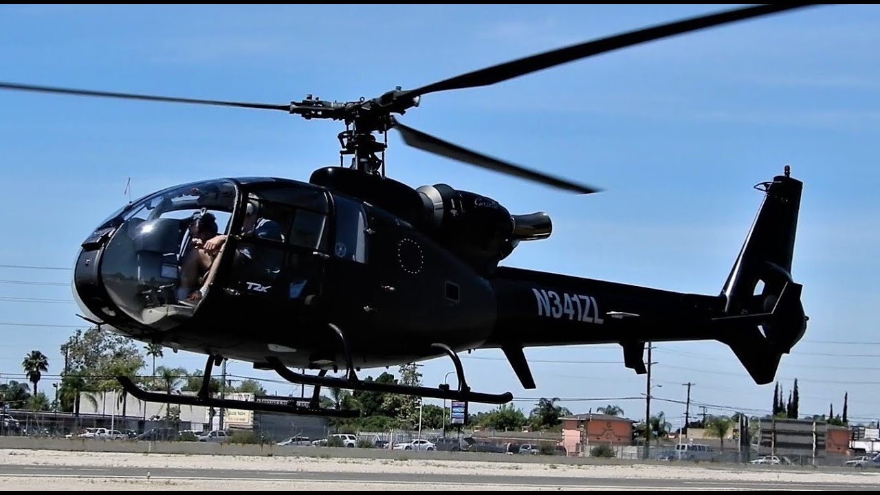 SA 341 Gazelle Start Up & Takeoff - Aerospatiale (Eurocopter) N341ZL Like Blue Thunder