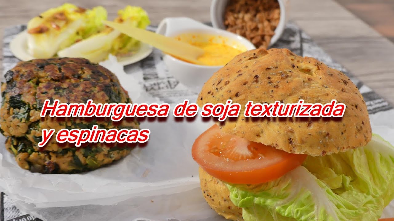 Hamburguesa de Soja Texturizada y Espinacas  🍔 [Comida vegetariana]