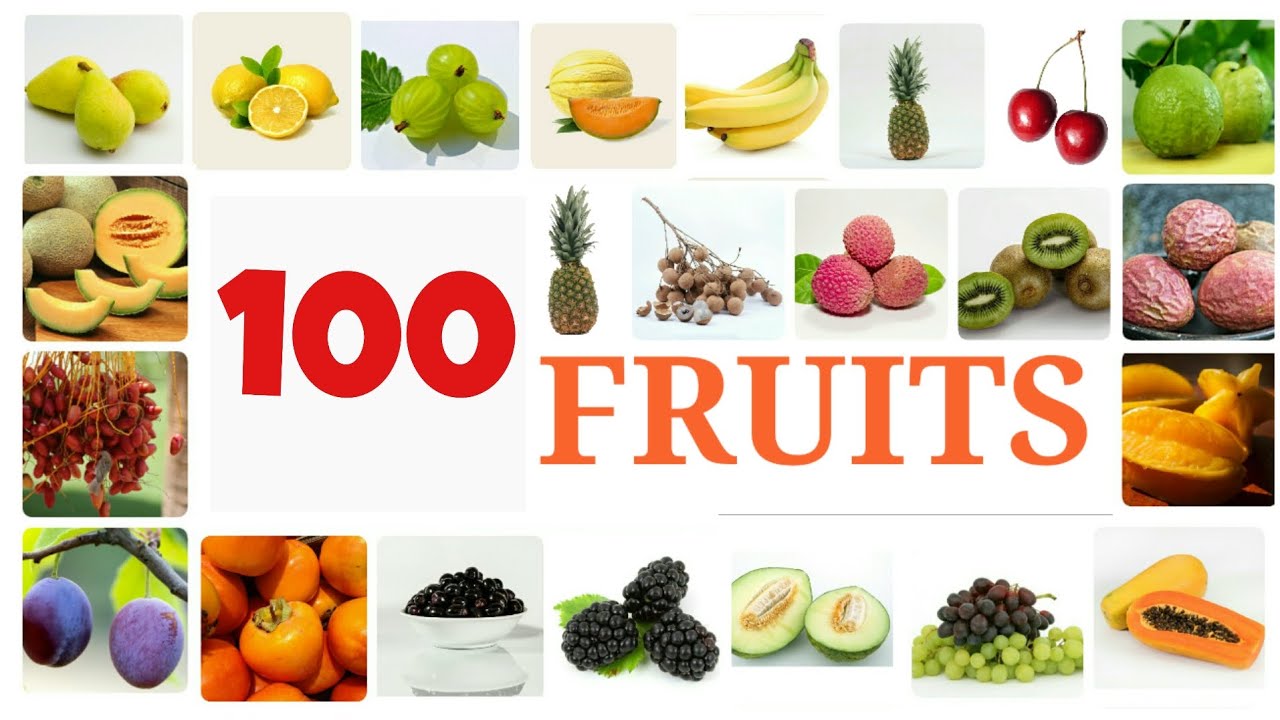 100 Fruits name | learn fruit name for kids