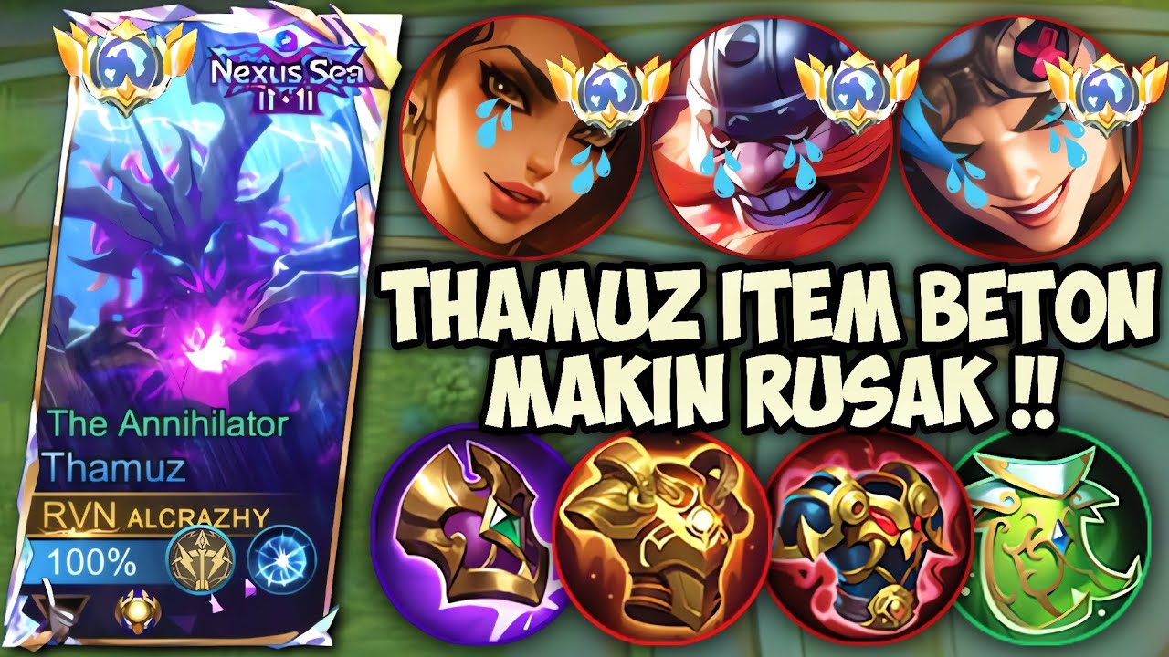 THAMUZ ITEM TANK DI EXP LANE MAIN RUSAK‼️GAMEPLAY TOP GLOBAL THAMUZ - MLBB
