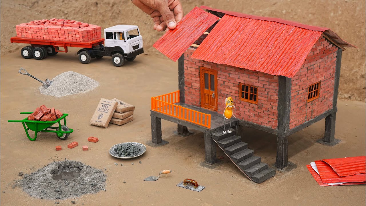 Diy Mini House Construction With Tin Roof & Balcony Science Project @sanocreator
