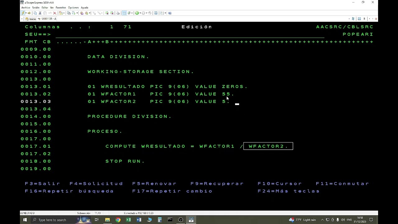 Operaciones Aritméticas en lenguaje Cobol en un AS/400