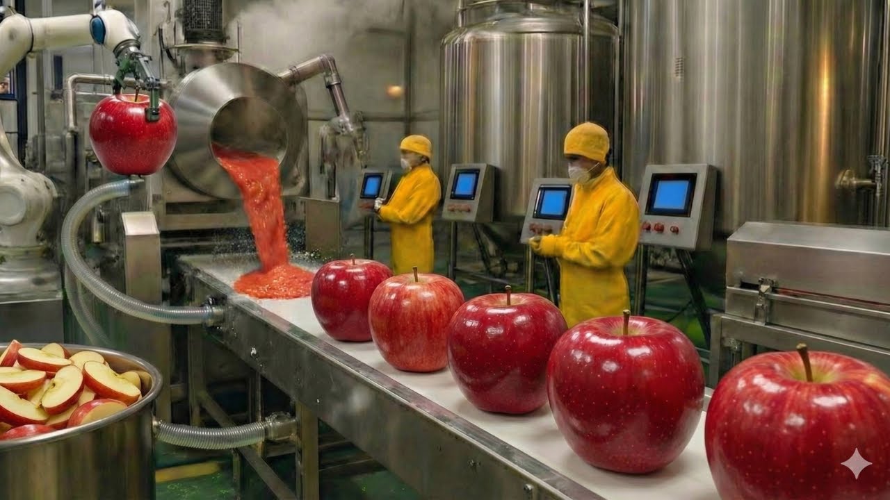 Inside a Modern Automated Apple Factory From Apple to Apple Juice (Full Process)