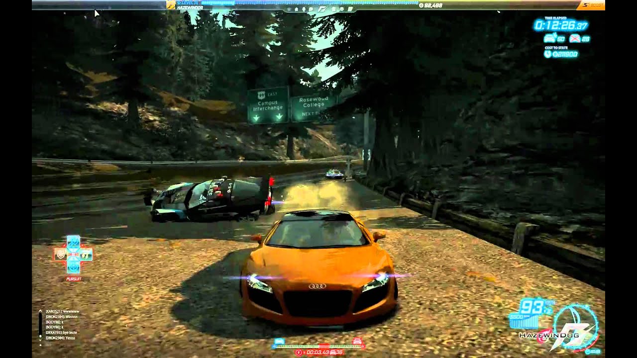NFS World: Police chase AFTER spikestrip! [1080p]