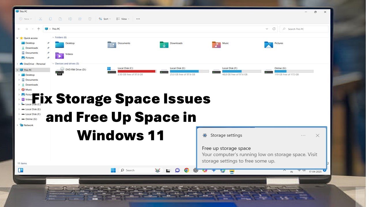 How to Fix Storage Space Issues and Free Up Space in Windows 11