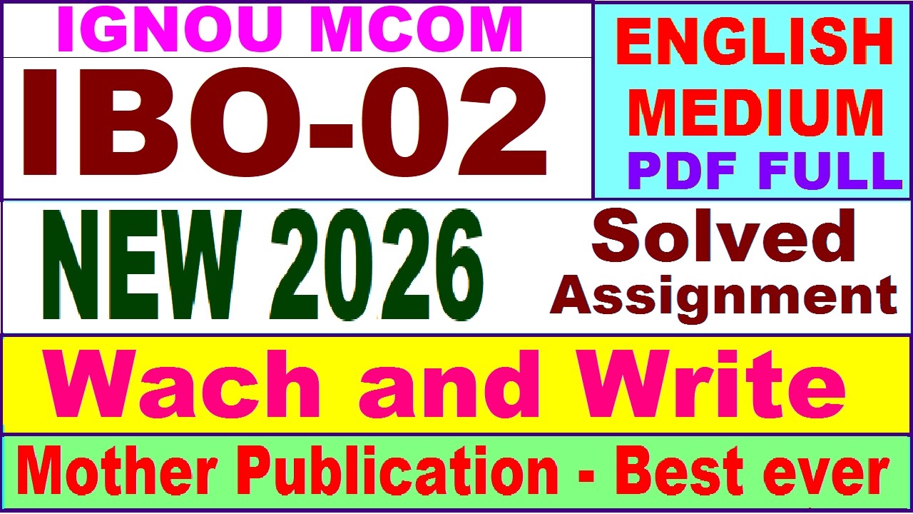 IBO 02 solved assignment 2026 in English || ibo 02 solved assignment 2025-26 || ignou ibo2