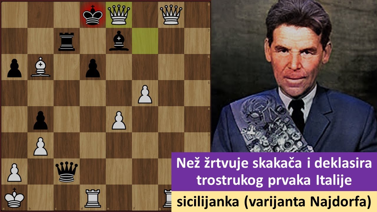 Nežmedinov žrtvuje skakača i deklasira trostrukog prvaka - sicilijanska odbrana (varijanta Najdorfa)