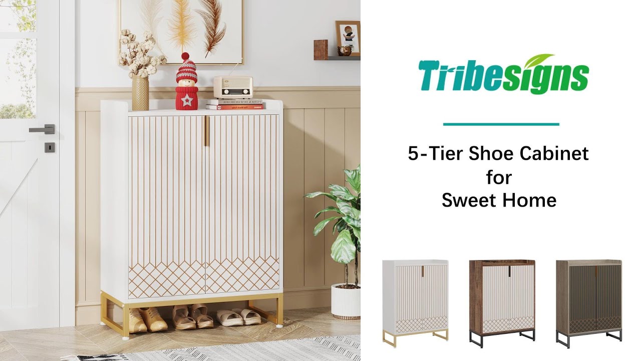 Tribesigns Shoe Cabinet, 25 Pairs Shoes Rack Organizer with Doors _ XK00163