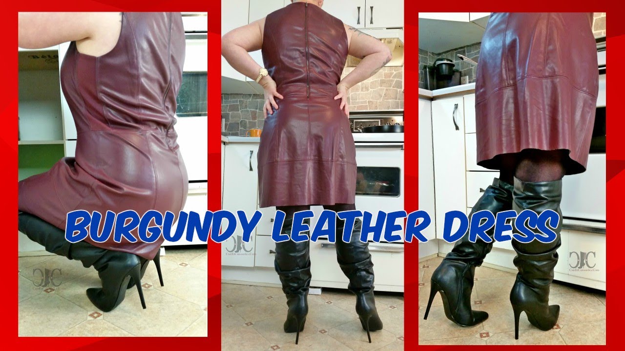 BLACK STILETTO KNEE HIGH BOOTS (Wearing Leather Dress)