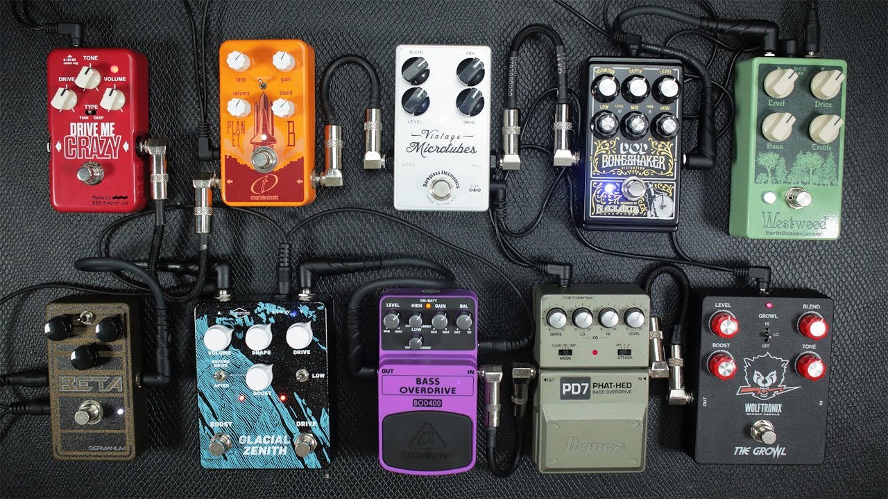 Comparing (and Stacking) 10 OD/Distortion Pedals On Bass!