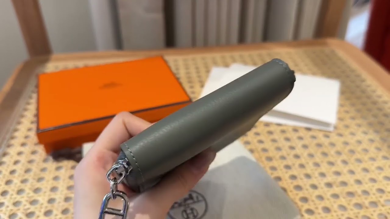 Hermes Chaine Dancre Wallet 63 Vert Amande Evercolor Leather Silver Full Handmade