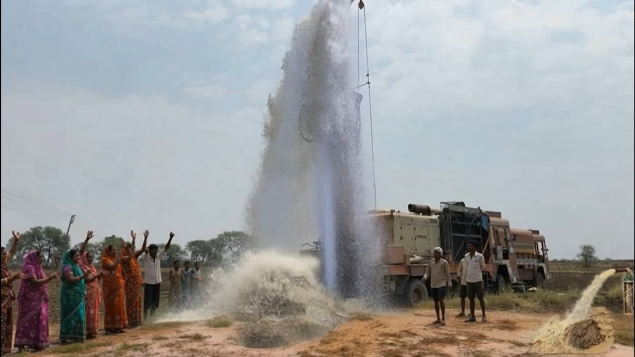 Borewell drilling from village || 146 फीट मे फूल पानी || live camera video