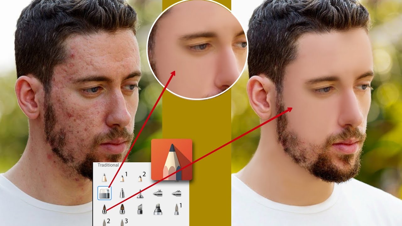 Autodesk face smooth editing||sketchbook pimples smooth new trick||face smooth new trick