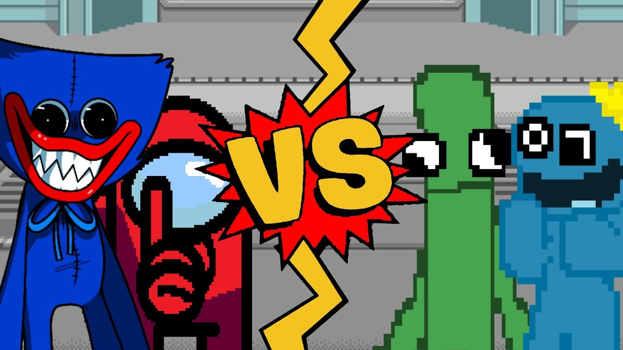M.U.G.E.N Battles | Crewmate/Huggy Wuggy vs Blue Rainbow/Green Rainbow