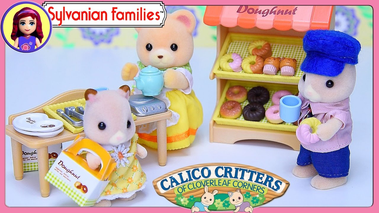 Calico Critters Sylvanian Families Doughnut Store Hamster Family Silly Play - Kids Toys