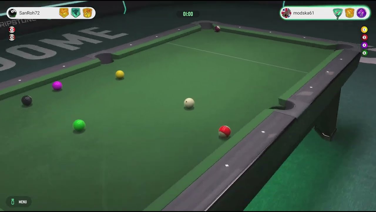 Pure Pool Pro, US 8-Ball NO AIM GUIDES against modska61, good games.