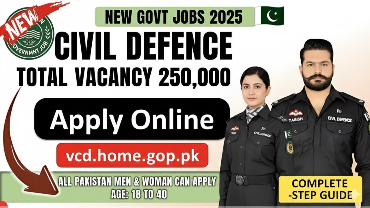 Punjab Civil Defence Jobs 2025 | 250,000 Vacancies | Apply Online Step-by-Step Guide