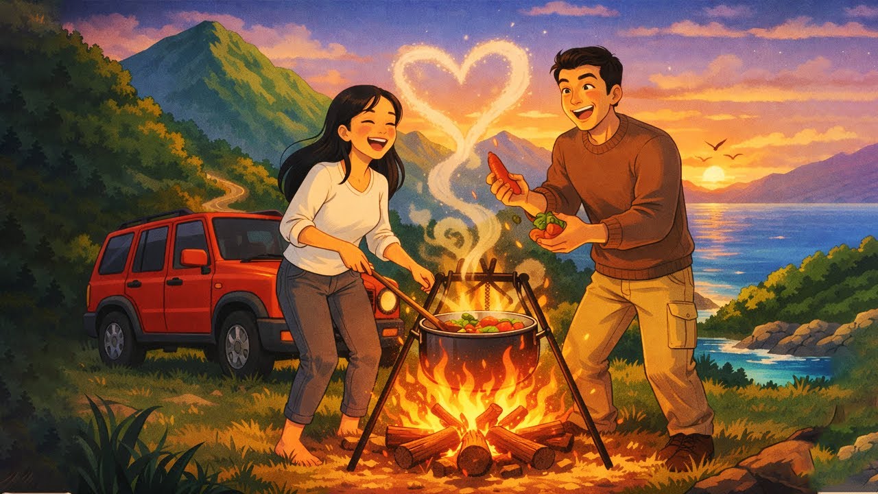 Romantic Adventure Animation | Couple's Journey to Mountains & Ocean  Ghibli Style Love Story