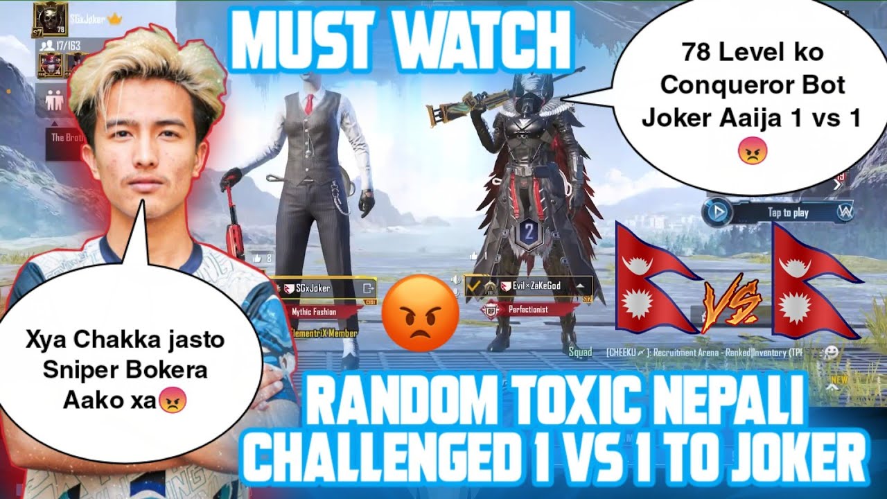 Random Nepali Boy Humiliating SG Joker & Challenged For 1 vs 1 TDM And This Happened 🤬-AneelYT