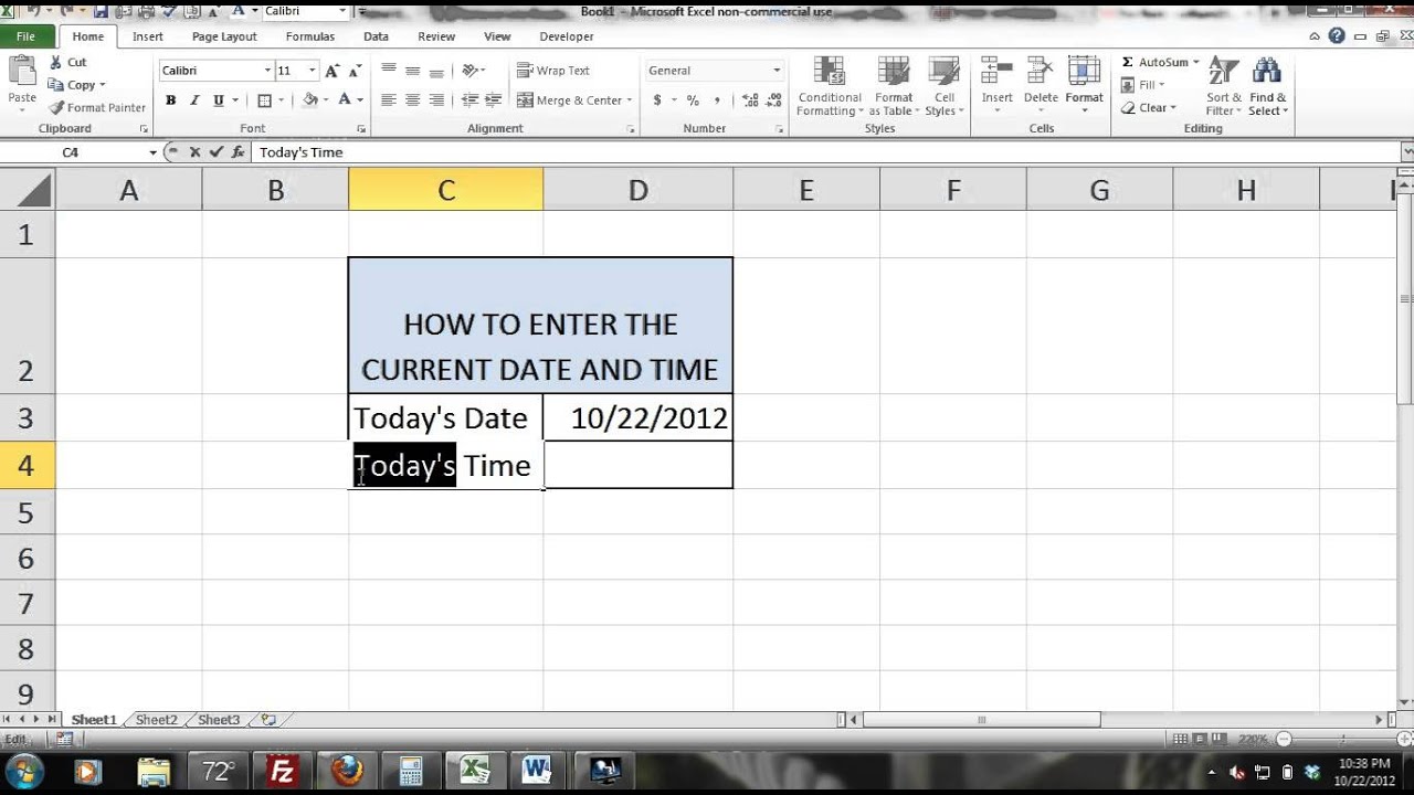 Excel Tutorial: Data-Entry How to Enter Current Date and Time