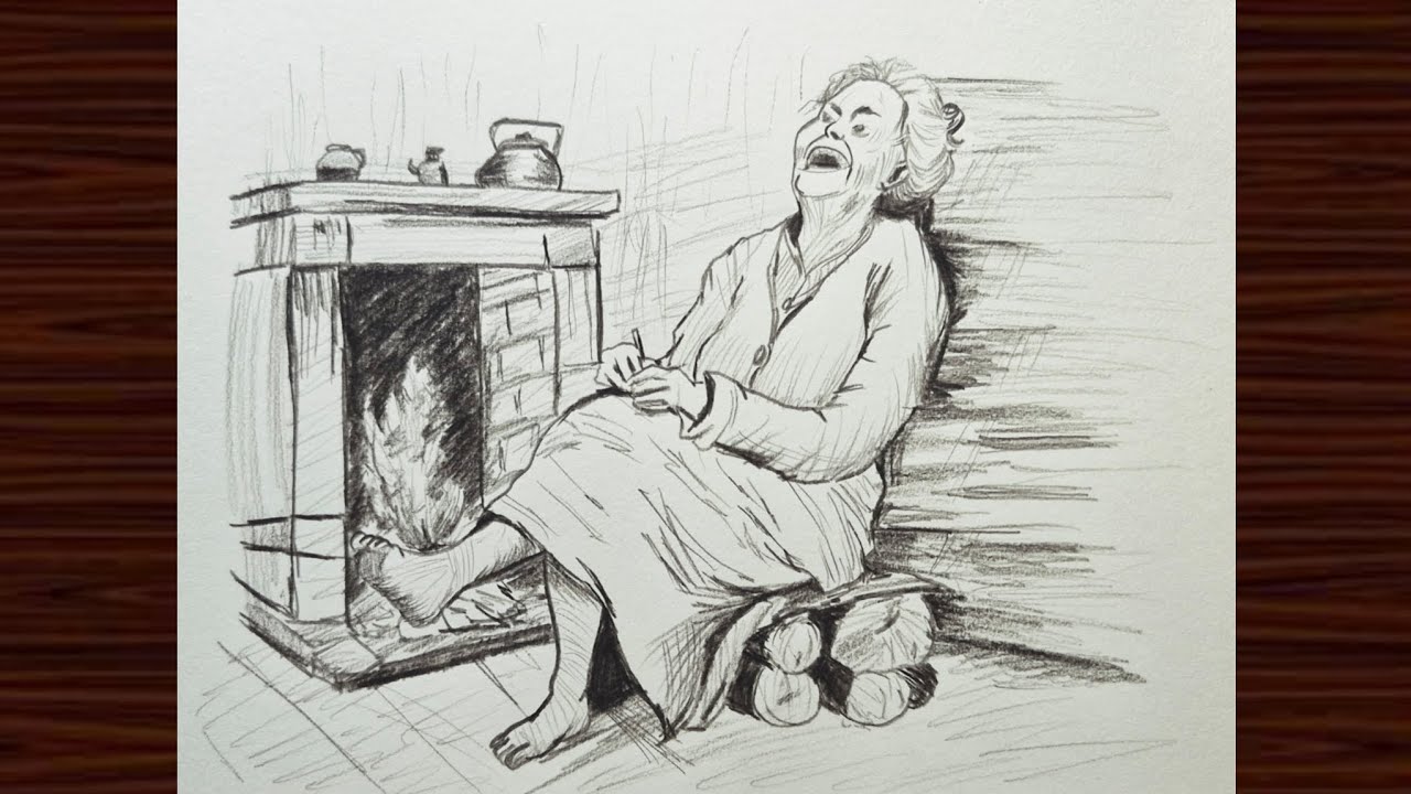 Happy Old Woman Smile Drawing||Smiling Elderly Lady Pencil Sketch🔥