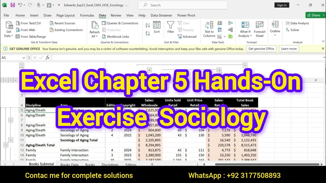 Excel Chapter 5 Hands-On Exercise  Sociology | Exp22_Excel_Ch05_HOE - Sociology 1.1 | Exp25_Excel