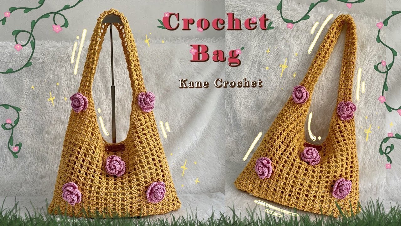 CROCHET BAG ✨ Crochet Mesh Tote Bag Tutorial 🌹 Crochet Net Bag 🌹 Rose