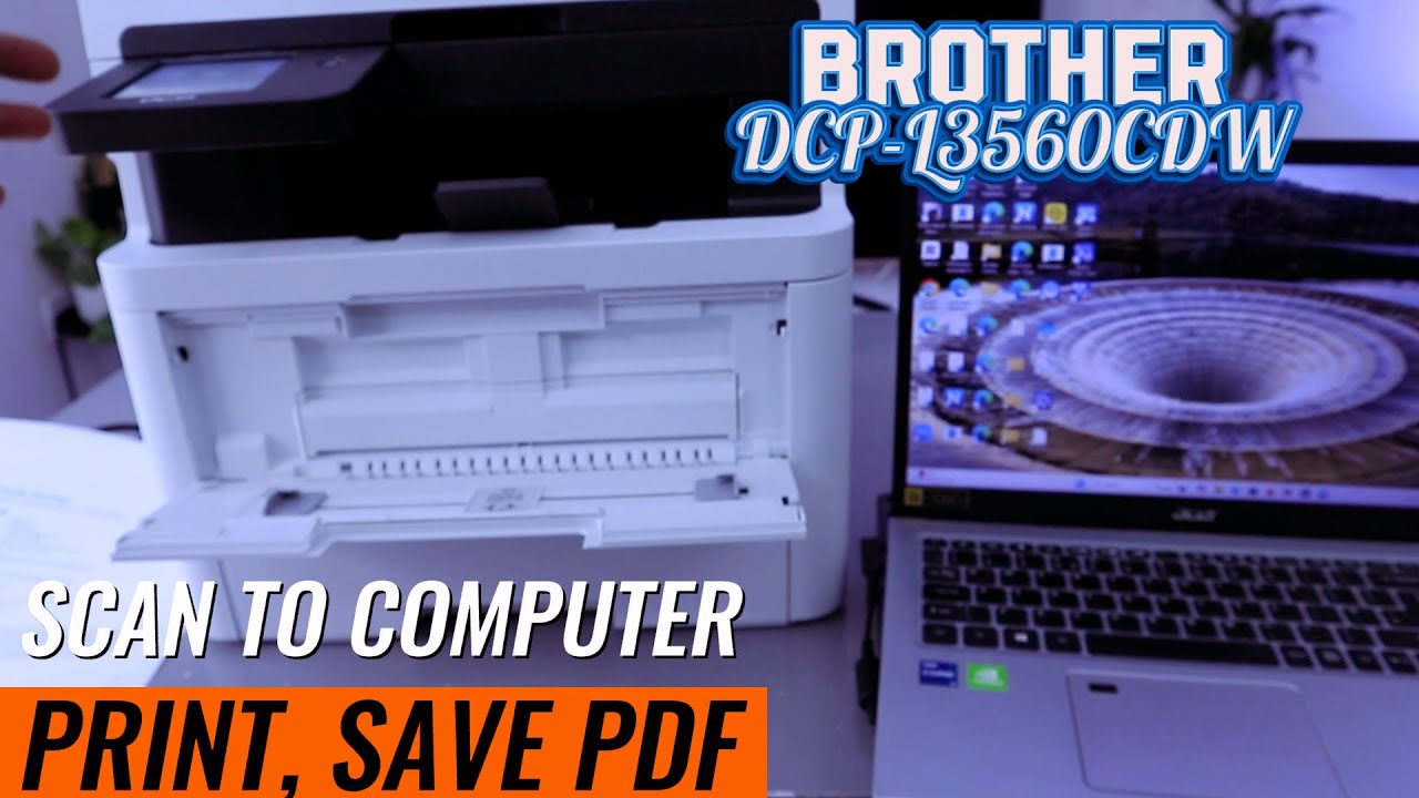 Как сканировать на компьютер с помощью лазерного принтера Brother DCP-L3560CDW, печатать и сохран...