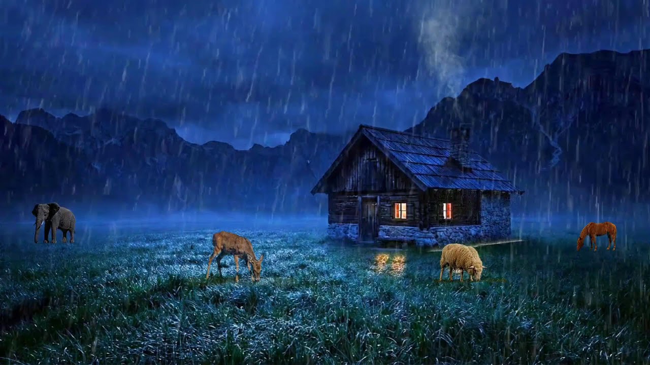 🌙 Rain and Wind in Wooden Cabin | Sleep Instantly with Natural Sounds