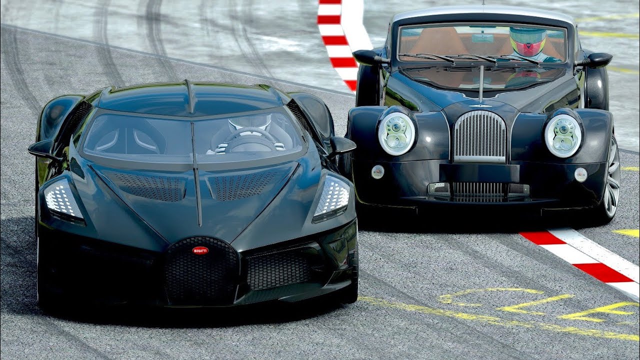Morgan Aero Super Sport vs Bugatti La Voiture Noire at Top Gear Track